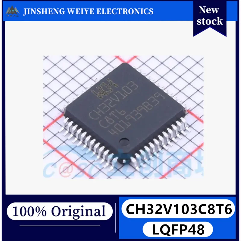(5/50 pieces) Original CH32V103C8T6 CH32V103 LQFP-48 RISC-V core 32-bit microcontroller MCU in stock