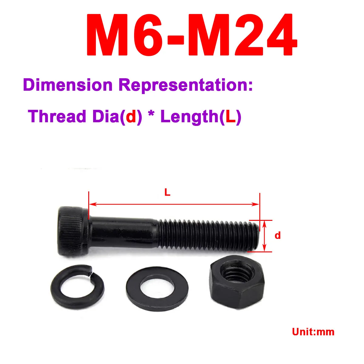 

12.9 Grade Carbon Steel Cup Head Hexagonal Screw And Nut Gasket Spring Washer Four Combination Set M12M14M16