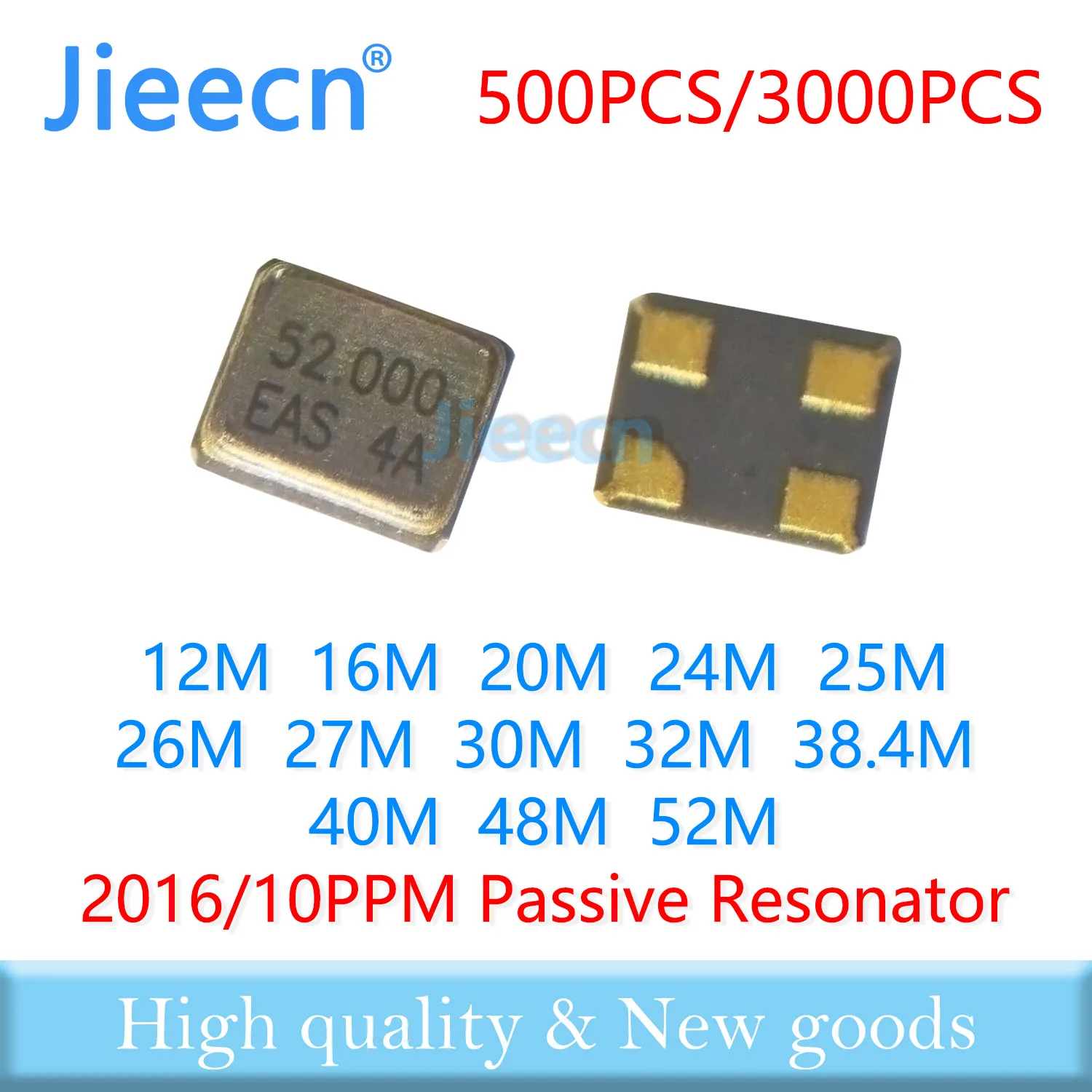 10PPM 500PCS 3000PCS 12M 16M 20M 24M 25M 26M 27M 30M 32M 38.4M 40M 48M 52M Passive quartz crystal oscillator 4Pin 2016 Resonator