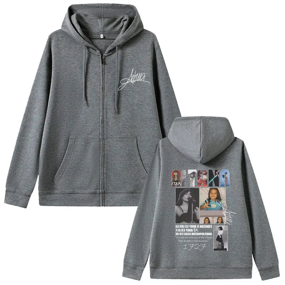 Singer Aitana Album Cover Logo Graphic Zipper Hoodie CUARTO AZUL World Tour 2026 Zip Up Hoodies Men Women Fashion Oversized Coat