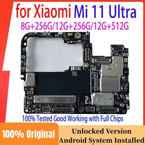 Original Unlocked Motherboard For Xiaomi Mi 11 Ultra Mainboard with Full Chips Plate Fully Tested Good Working Logic Board