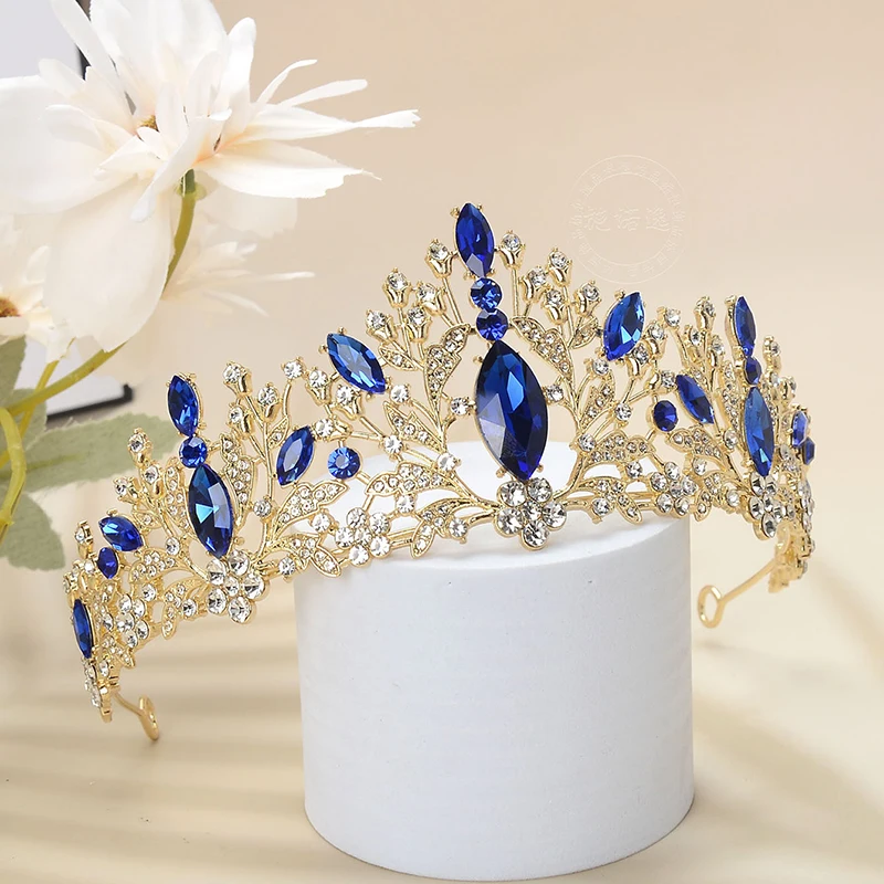 1pc Luxurious Baroque Crystal Crown Tiaras Fashionable Dreamy Rhinestone Wedding Party Adult Ceremony Hair Accessory