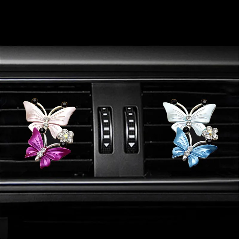 Car Air Outlet Perfume Clip Exquisite Diamond-studded Butterfly Air Conditioning Air Outlet Jewelry Goddess Car AromatherapyClip