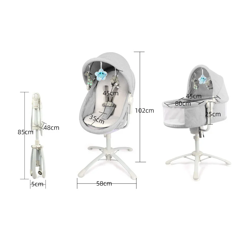 New three-in-one electric crib baby can sit and reclining rocking chair European-style dining chair lift cradle baby bed