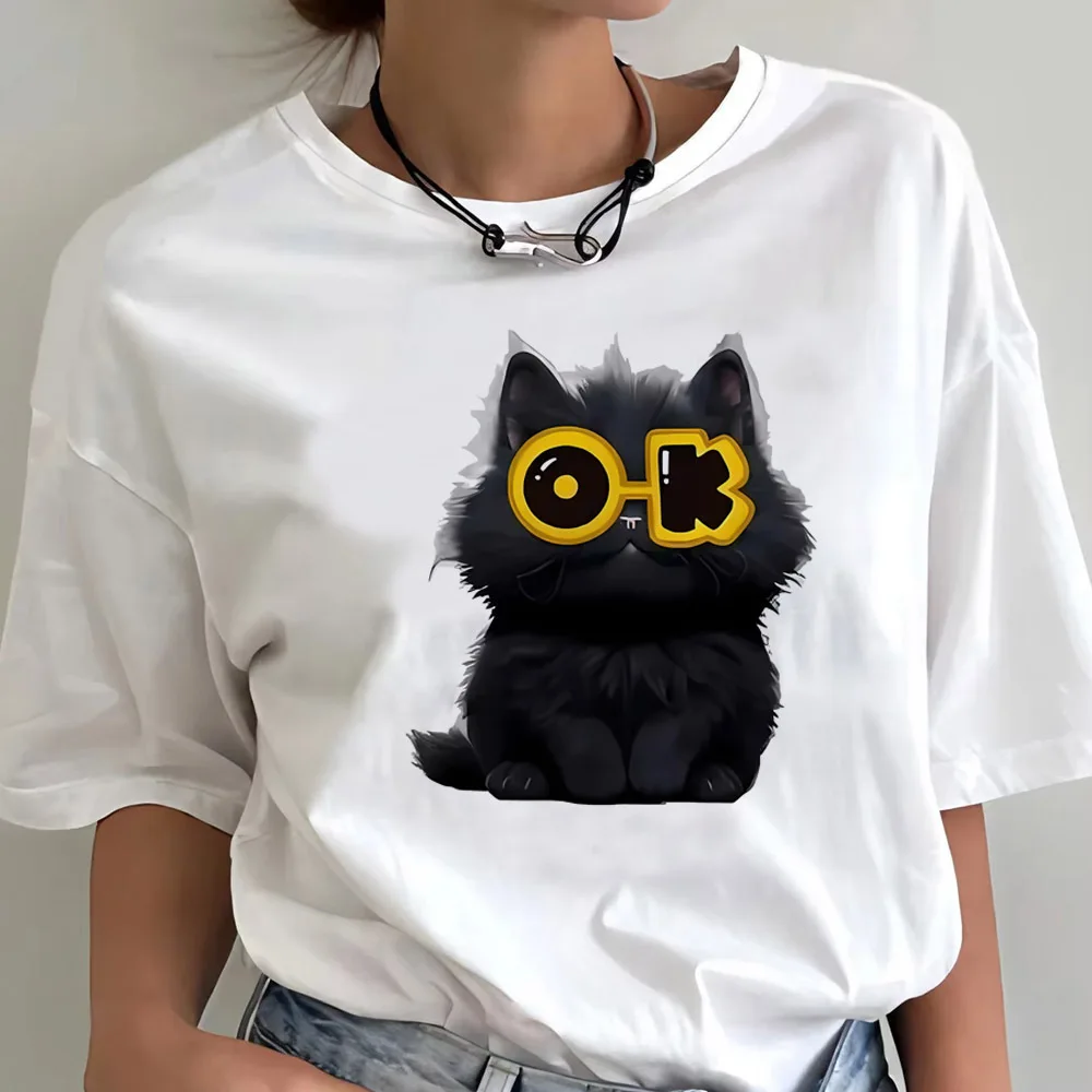 Cute Cat t shirt teen Trendy korean clothes hip hop Punk Retro tshirt Gothic Pastel Y2k Psychedelic streetwear Punk