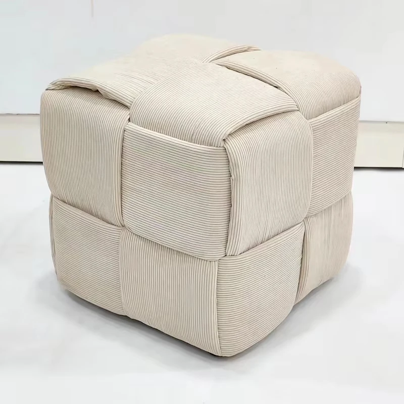 Square Wood Ottoman Stool Living Room Sofa Entrance Shoe Changing Stool Coffee Table Footstool Home