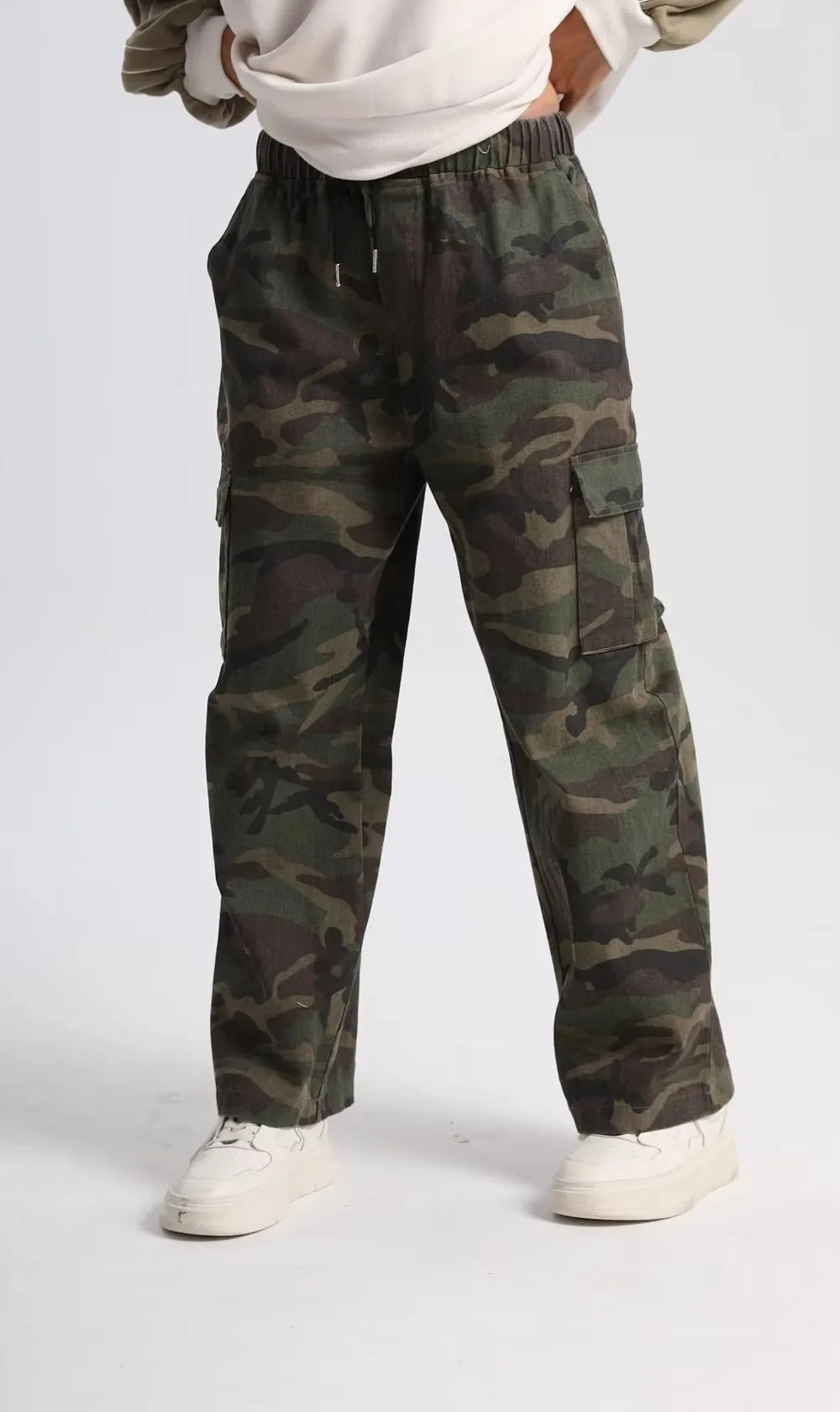 JHJN pantalones casuales holgados con bolsillos grandes para hombres y mujeres estilo americano Vintage Hip Hop camuflaje pantalones Cargo de pierna ancha