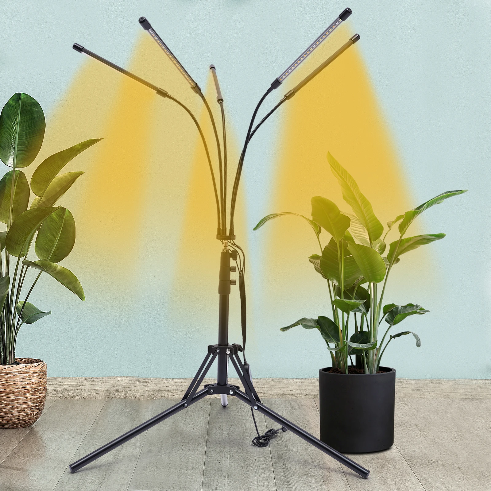 

5-Head Indoor Plant Grow Light with Stand Full Spectrum LED Floor Plant Light with 4/8/12H Timer for Gardening And Photosynthesi