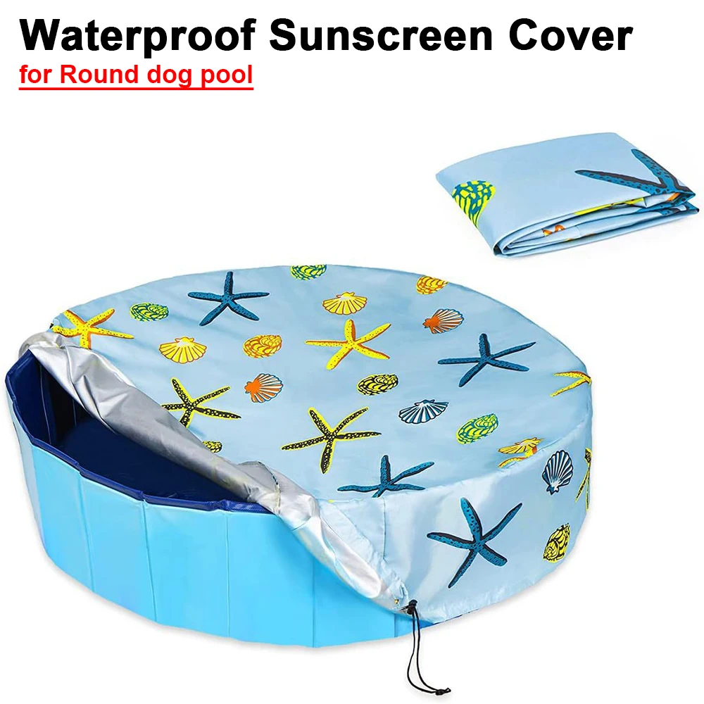 

Складное покрытие для бассейна для домашних животных, брезент, круглое дождевик, защитное покрытие для бассейна с шнурком, аксессуары для бассейна