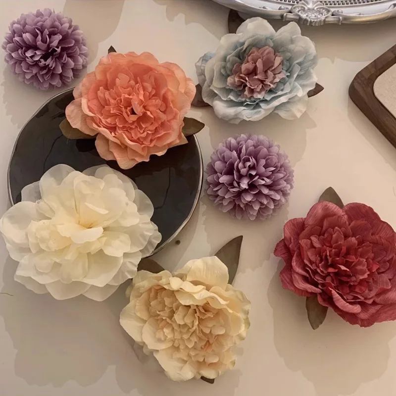 Pink Velvet Flower Women's Hair Clip Exaggerated Korean Fashion Exclusive Luxury Wedding Gift Hair Clip For Ladies Headwear 2024