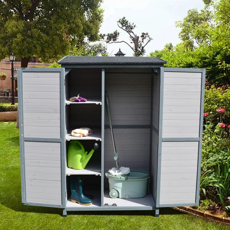 Outdoor storage cabinets, tools, glove boxes, large multi-functional rainproof solid wood balcony shovels, courtyard garden