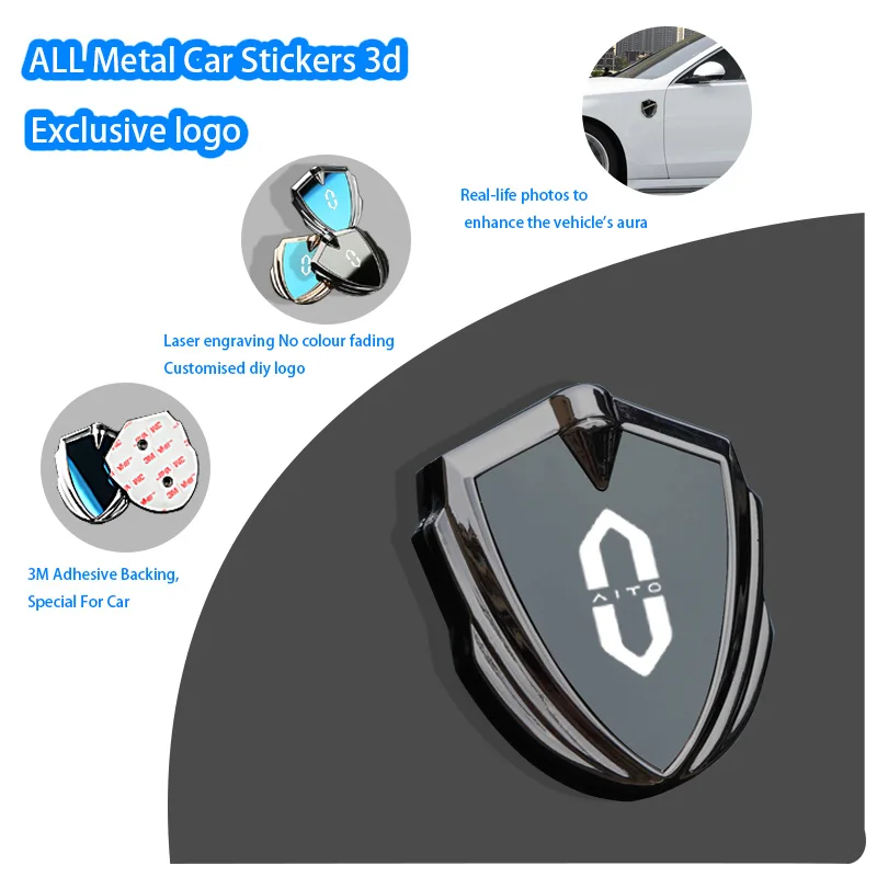 For HUAWEI AITO M5 M9 M7 Key Case Store Mats Accessories Car Stickers Body 3D Metal Shield Sticker Modification Badge Decorative