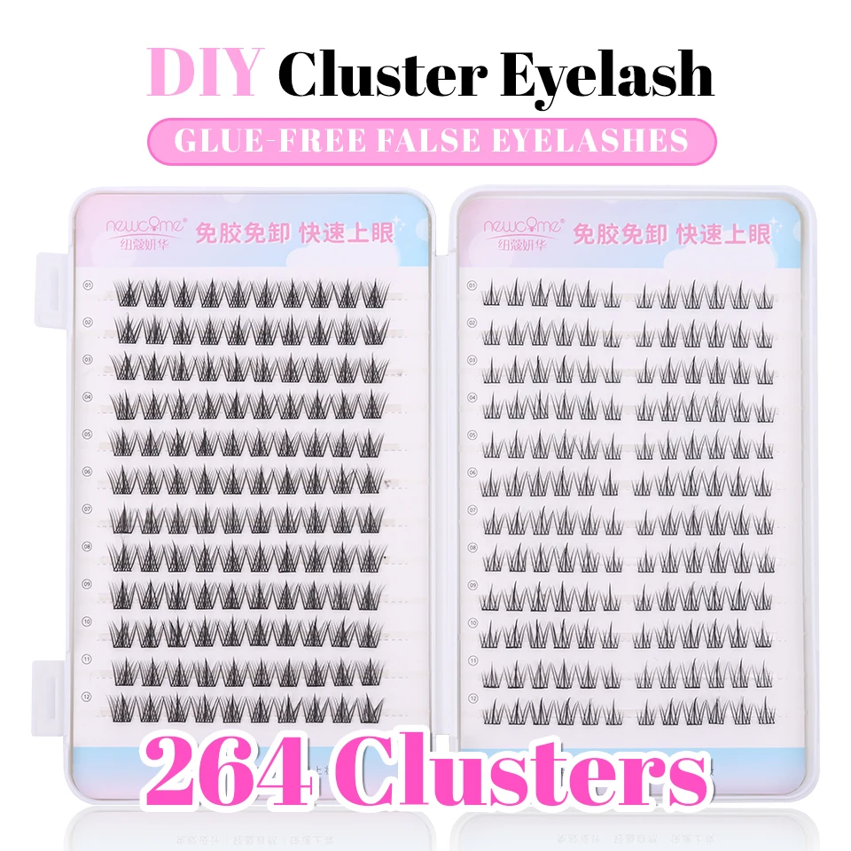 5D Glue-Free Manga Lashes Fluffy Individual Eyelashes Natural False Eyelashes Korean Makeup eye lashes Lazy Trilogy cluster lash