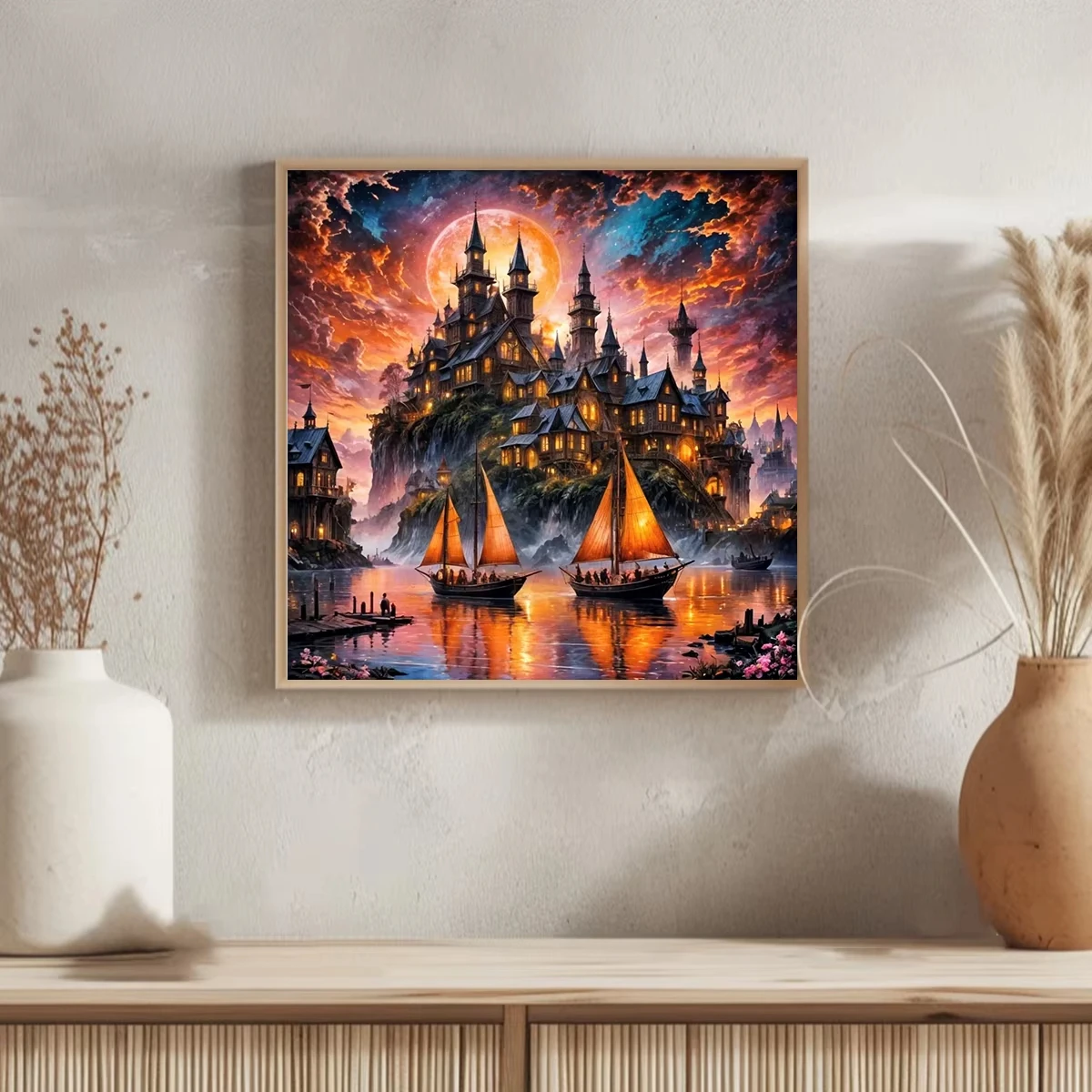 

The Castle In The Moonlight 500PCS/1024 PCS Jigsaw Puzzles Relaxing Family Activity Games for Room Home Decor Gift Frameless