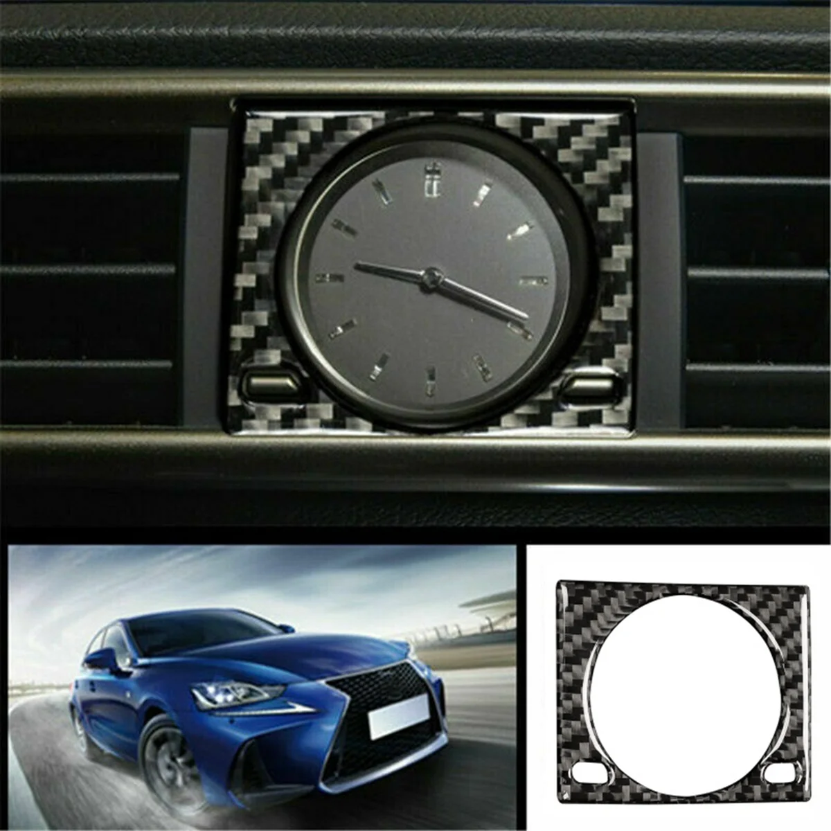 Garniture de couvercle d'horloge de console centrale, accessoires intérieurs en fibre de carbone pour Lexus IS250, IS300, IS350, 2014-2018