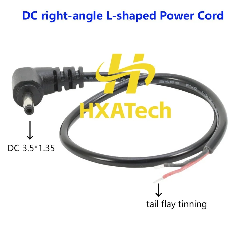 

HXATech - High Quality DC right angle L-shaped power cord 3.5 * 1.35mm DC plug wire 90 degree bend male connector Cable 30cm