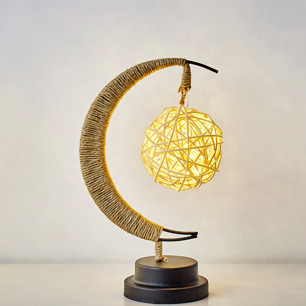 

1Pcs Moon Lamp Retro Light Operated Rattan Ball Night Light Decoration Bedroom Party Wedding Lighting Lantern