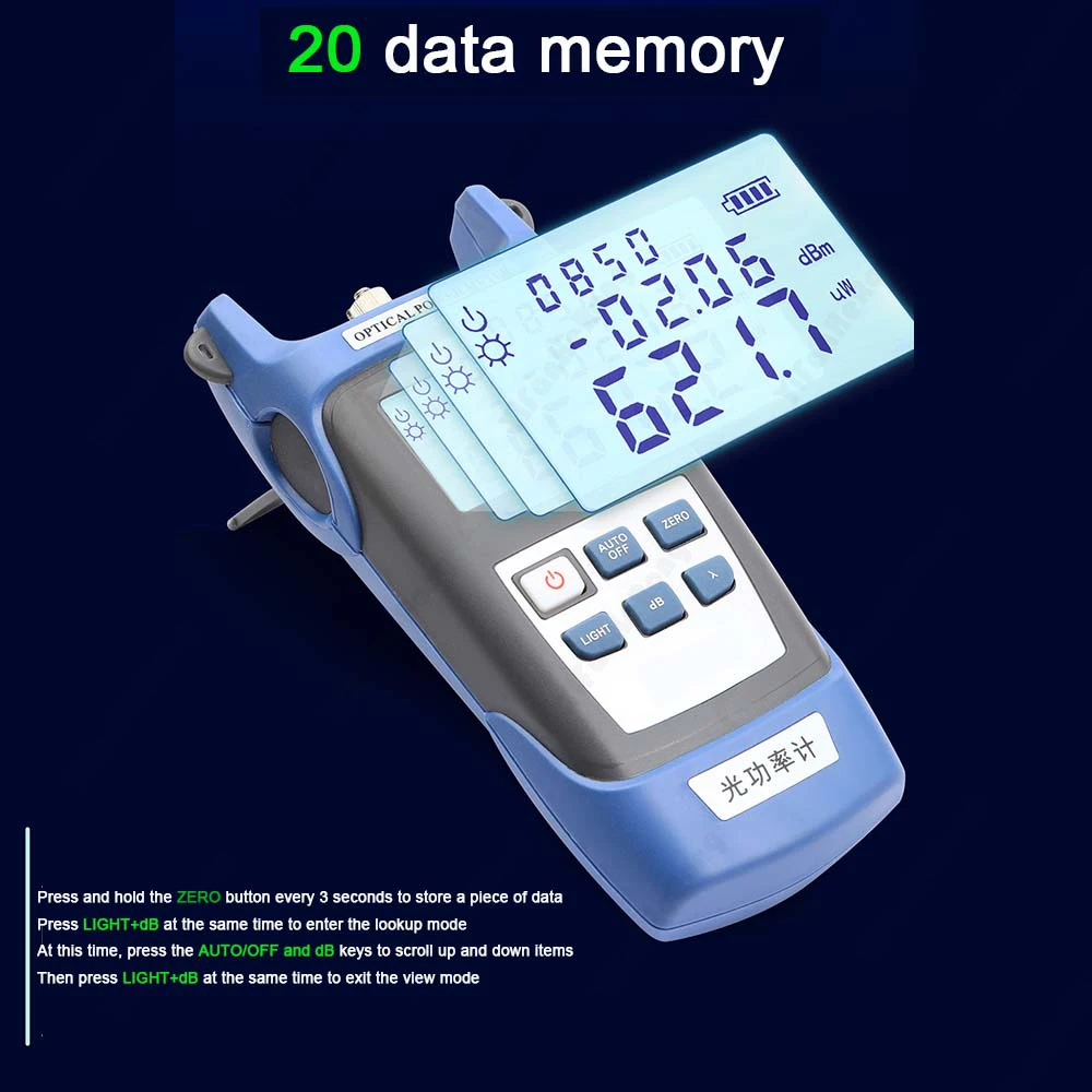 FTTH Fiber Optic Cable Tester Tool Kit Optical Power Meter -70 ~+3dBm