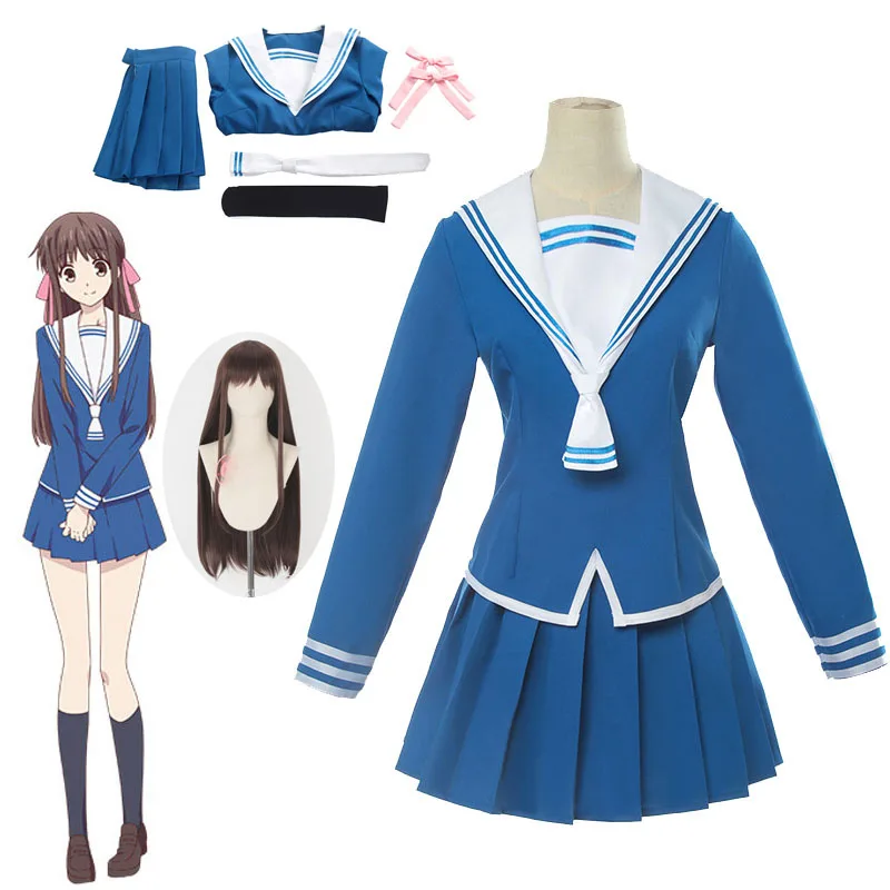 Anime Fruits Basket Cosplay Costume Tohru Honda Cosplay Uniform JK Girl School Uniform Women Sailor Costume Top Skirt Socks