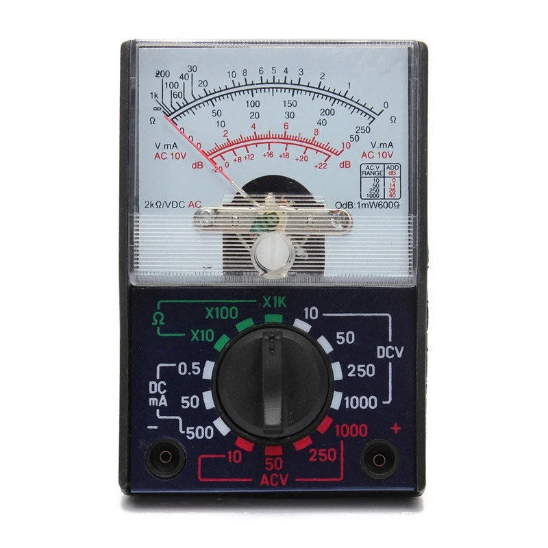 250mA Ammeter Analog Multimeter w/ Test Pen DC/AC 1000V Resistance MF-110A Voltmeter Portable Useful Tool High Quality