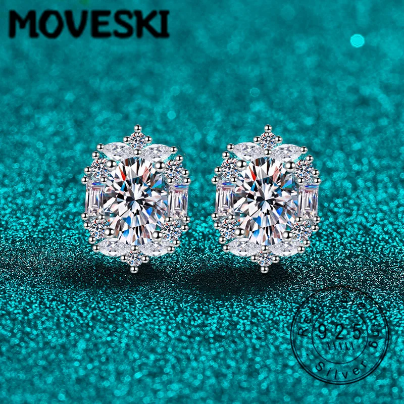 

Серьги-гвоздики MOVESKI из стерлингового серебра 925 пробы с муассанитами 1CT+1CT | Винтажные украшения с квадратной огранкой и сияющими камнями для женщин