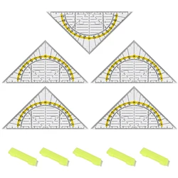 유연한 학교 사무실 투명 각도기, 다기능 기하학 삼각형, 핸들 포함, 2 가지 기능 탄성, 5 개