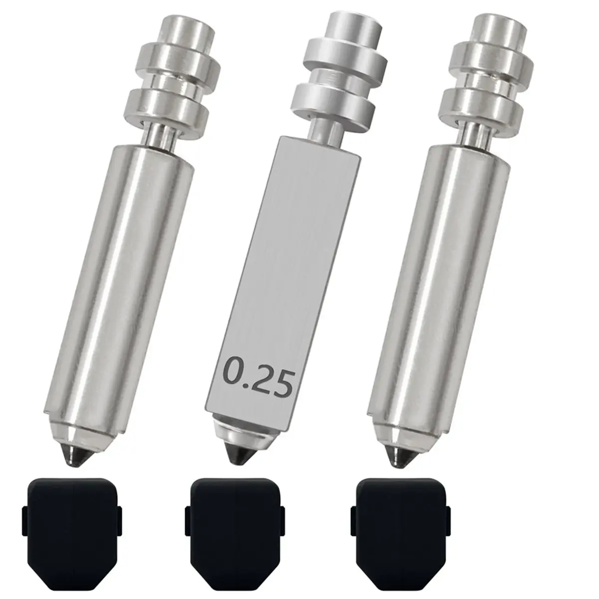 L70A 3pcs 0.25MM Integrated Hardened Steel Nozzles and 3pcs Silicone Cover for Anycubic Kobra X Combo Quick-Swap Nozzles