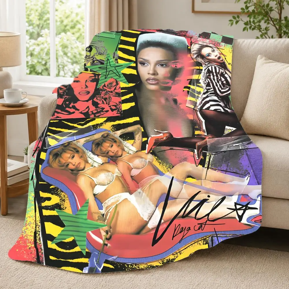 Singer D-Doja Cat Throw 240G Lightweight Throw Blanket Soft Cozy Fleece Blanket for Sofa Bed Home Decor