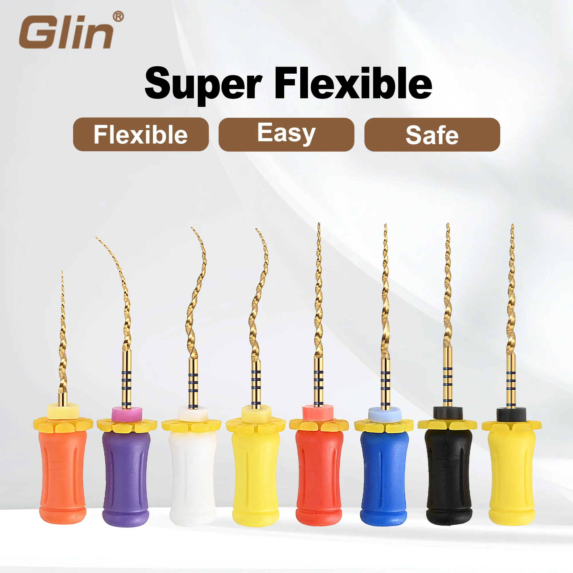 Glin Gold Pro Hand Endo Files SX-F3 Heat Activated Rotary Dental Files 19/21/25/31mm Dental Tool Niti Root Canal Files