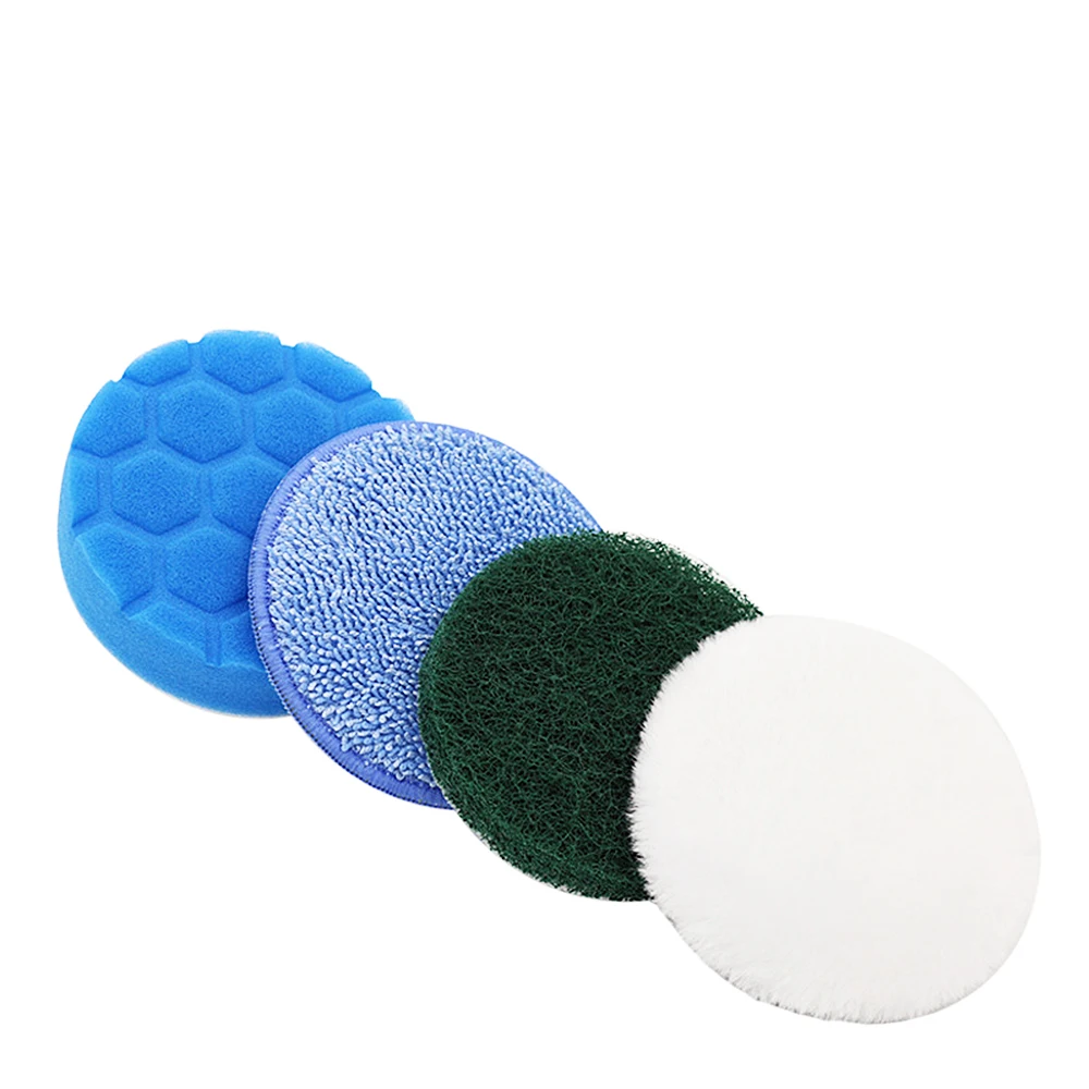 Electric Cleaning Brush Head Accessories 4inch 4PCS Flocking Hexagonal Sponge Polishing Pad Sponge Wheel Polishing Disc Scouring