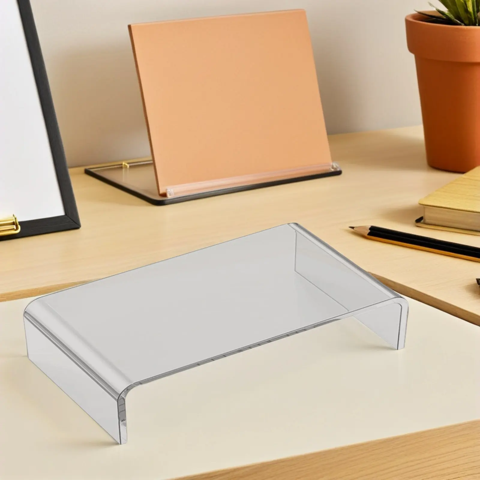 Clear Acrylic Monitor Stand Transparent Monitor Riser Ergonomic Computer Laptop Screen Riser Office Desktop Storage Base Pc
