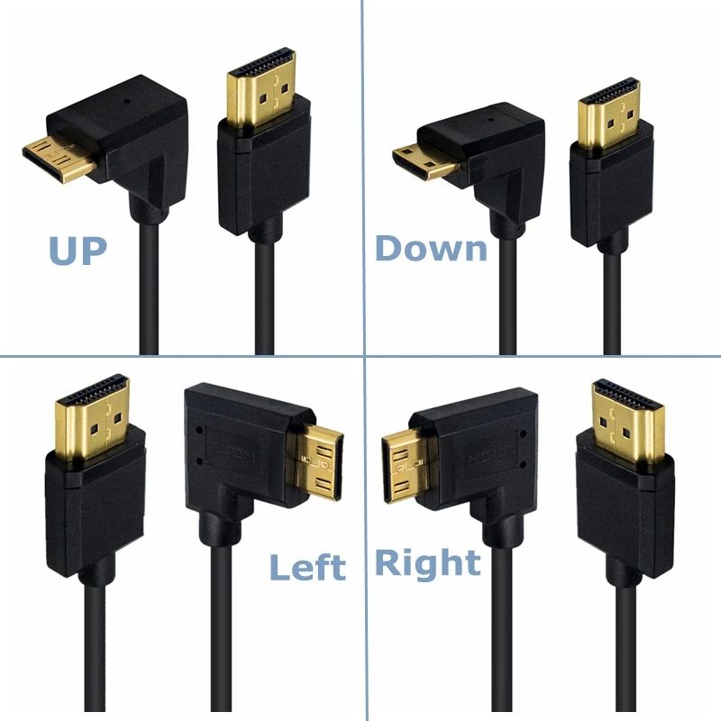 0.15m 90 Degree Angle OD3.2mm 2.0 Version 4k@60hz Micro Mini HDMI - Compatible With UP Down Left Right High-Definition Cables