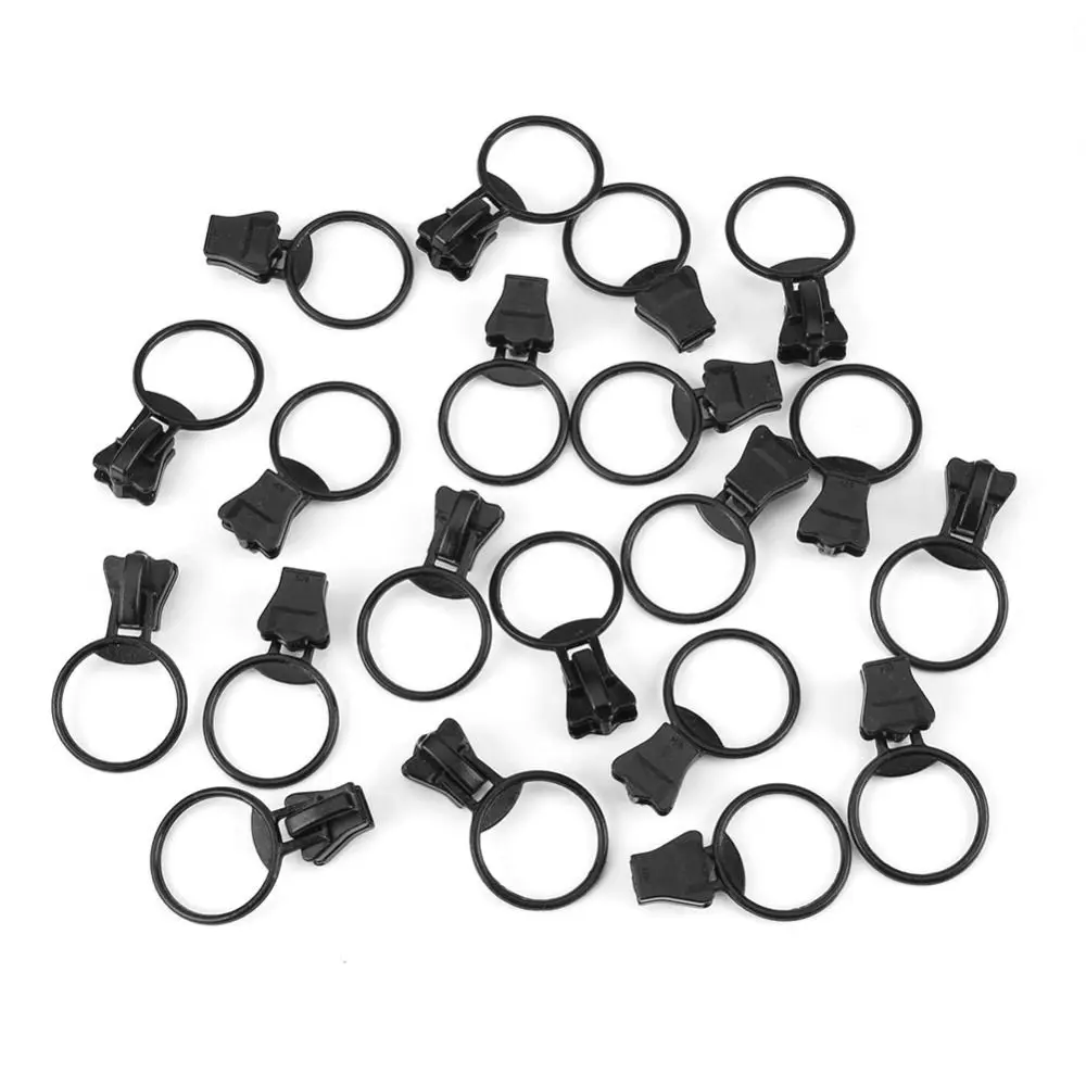 20PCS Fastener Metal Alloy Zipper Sliders Size #5 White & Black Zip Pull Loop Circle Ring Fastener Sewing Bags