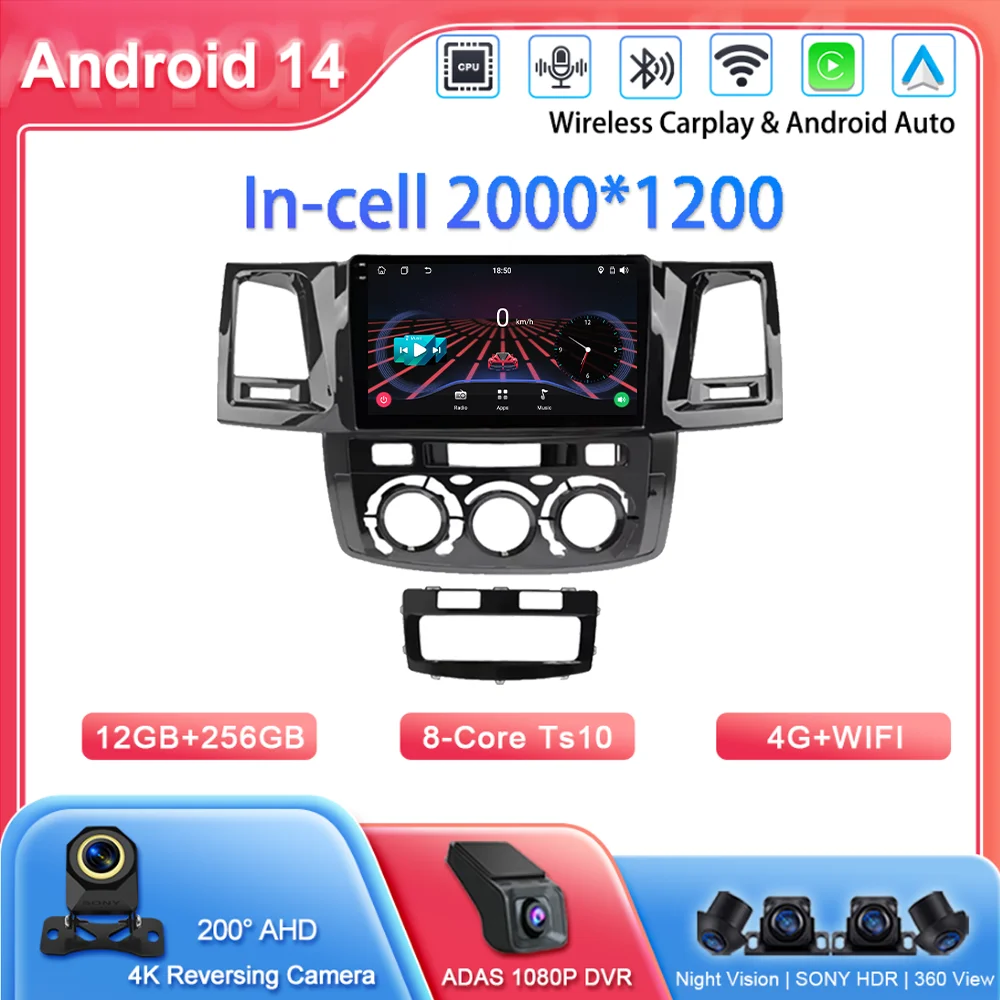

For Toyota Fortuner HILUX Revo Vigo 2007-2015 Car Radio Android Multimidia Video Player QLED Touch Screen 2din Stereo Head Unit