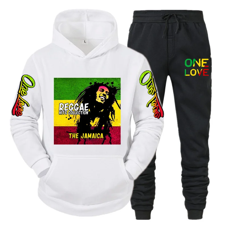 Ladies/Men\'s Hoodie Bob Marley Legend Reggae One Love Print Sweatshirt Winter Fashion Casual Top Long Sleeve+ Pants Suit Clothes