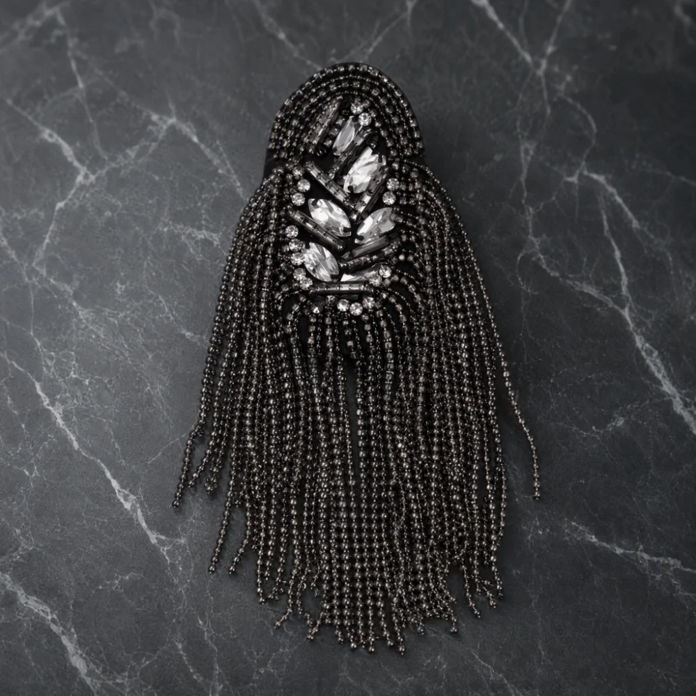 Handmade Shoulder Epaulettes Vintage Fringe Design Tassel Shoulder Board Lightweight Long Chain Rhinestone Epaulet