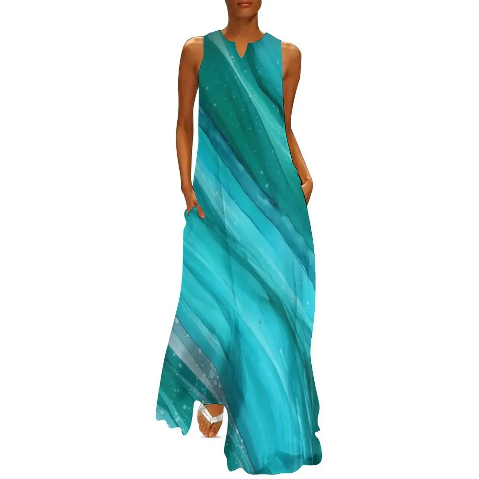 

Endless River Alcohol Ink Painting Long Dress party dress women elegant luxury summer woman dress 2025 summer