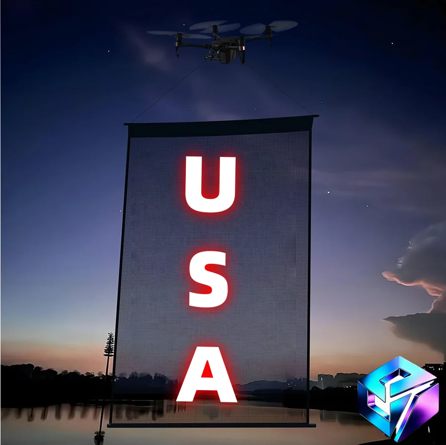 P15 P20 P25 Transparent Flying Flag LED DisplayHoisting Flexible Advertising Screen For Outdoor Event Show view 3