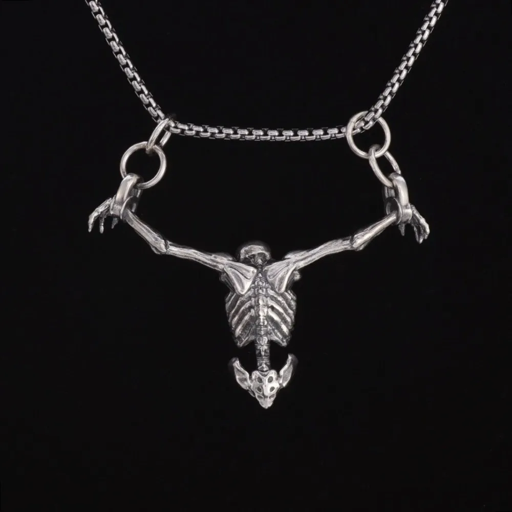 Charm Gothic Men Necklace Alloy Hip Hop Skull Head Pendent Exaggerated Punk Style Clavicle Chain Gift