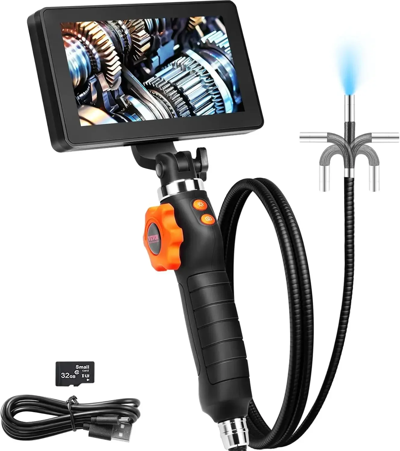 Articulating Borescope Camera with Light, Two-Way Articulated Endoscope Inspection Camera with 6.4mm Tiny Lens, 5
