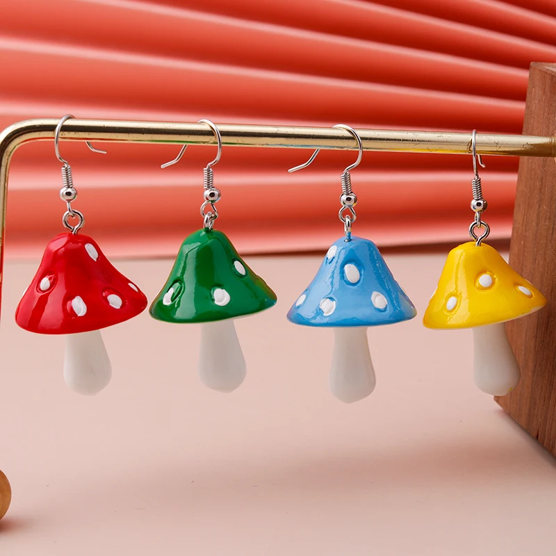 Colorful Mushroom Dangle Earrings for Women Acrylic Cute Plant Hook Earrings Friendship Gifts  Jewelry