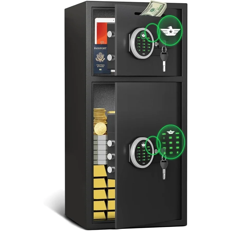 

7.0 Cu ft Large Fireproof and Waterproof Safe Box with Mute Function and LED Light for Home Security Digital Keypad with Deposi