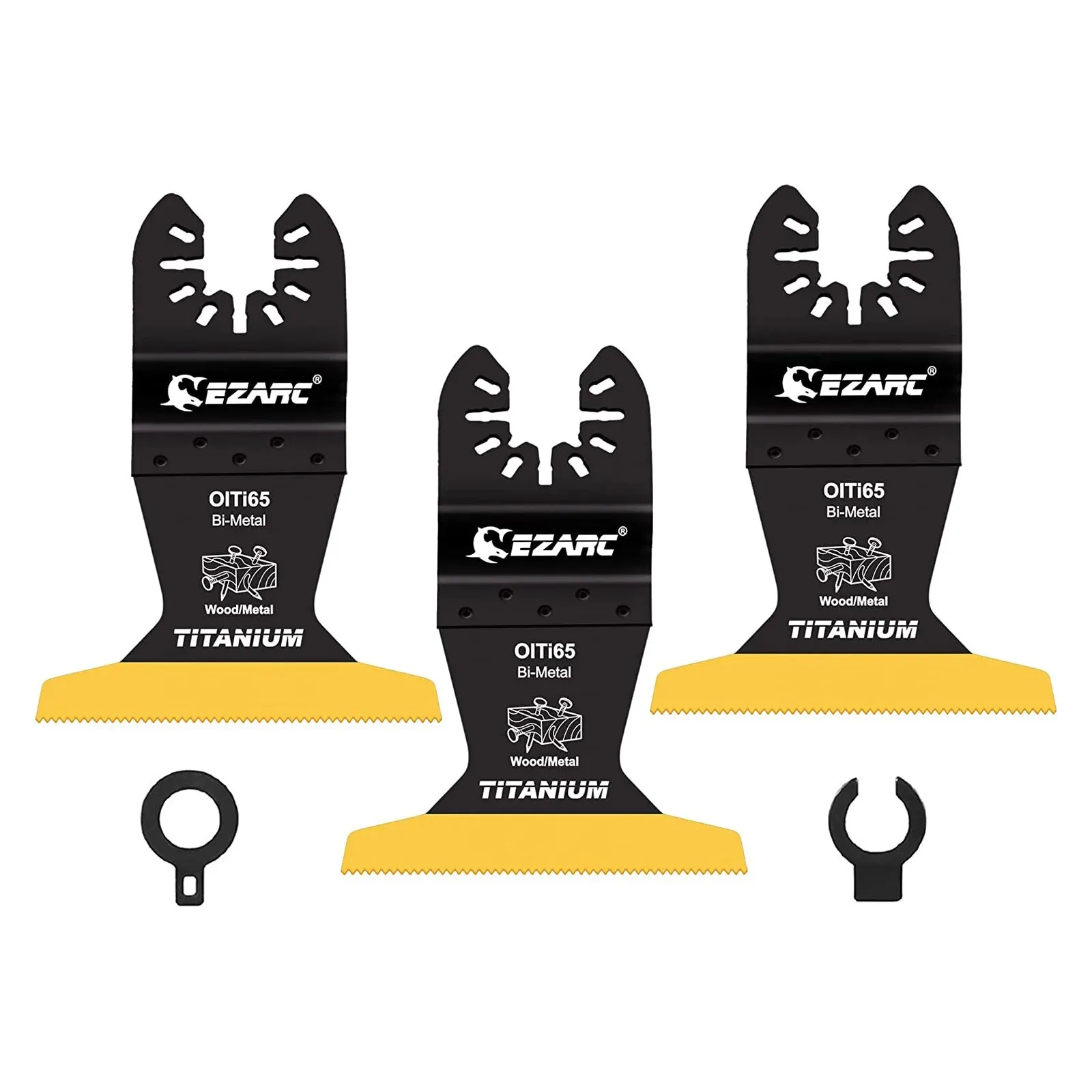 

EZARC 3PCS Extended Multitool Blades Titanium Oscillating Saw Blades for Metal Wood Nails Screws Cutting Plastic