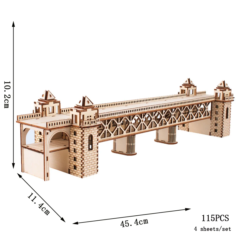 Tower Bridge Puzzle Games For Adults 3D Wooden Building Model DIY Wood Jigsaw Children Toys For Home Room Decor