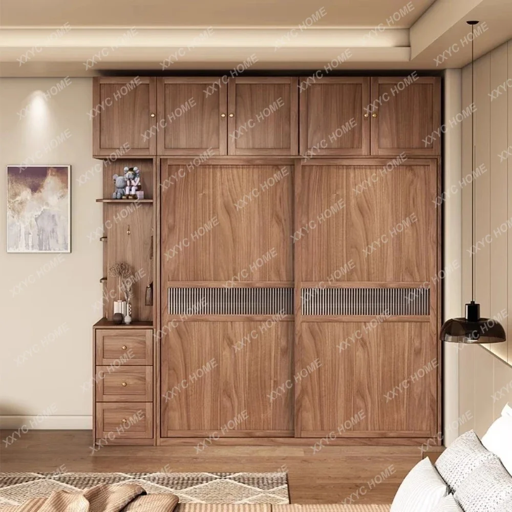 

A Furniture Wardrobe Sliding Door Solid Wood Ozone Board Home Retro Master Bedroom Modern Simplicity