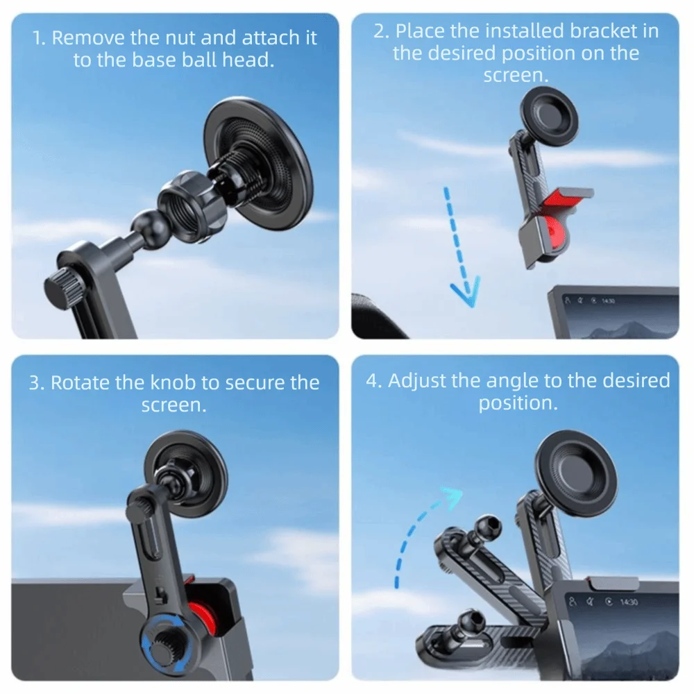 

Car Central Screen Magnetic Car Phone Holder 360° Rotatable Anti-Shake Car Monitor Mount Secure Grip Corner Holder Car Holder