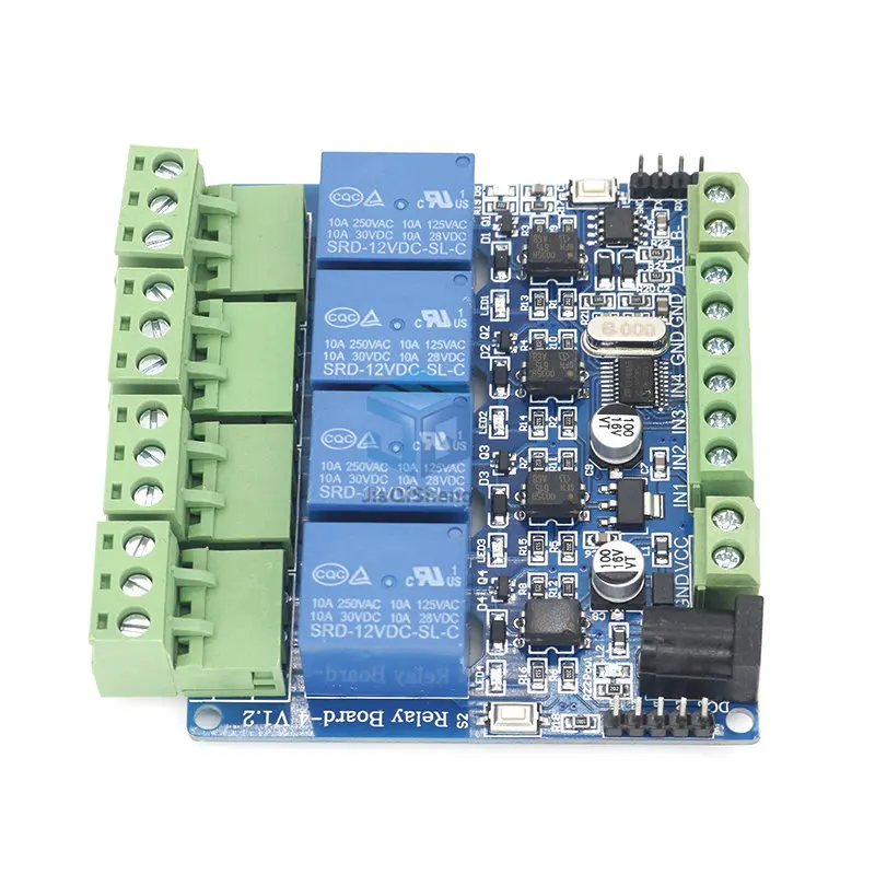 Modbus RTU 4 Way Relay Module DIY STM8S103 System 4 Road Input 485 Communication