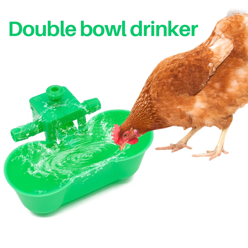 1 Pc Automatic Bird Drinking Bowls, Chicken Poultry Watering Equipment Waterers, Double Cups Drinker with Screws, Quail bowls