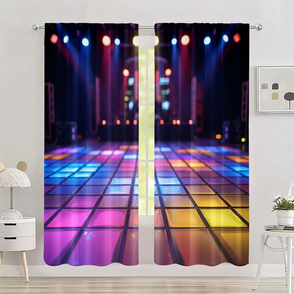 2pc,  Drapes Vintage Disco Party Polyester,Without Electricity Birthday Party Use for Parties and Everyday Decor, Easy Hang