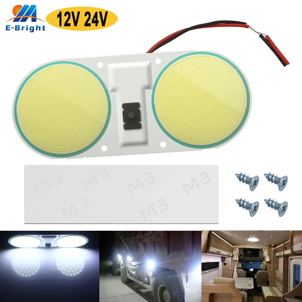 10PCS DC12V 24V Super bright COB 96 SMD Car Truck Lorry Van SUV Board Interior Dome Reading Compartment Panel Light 1000LM White